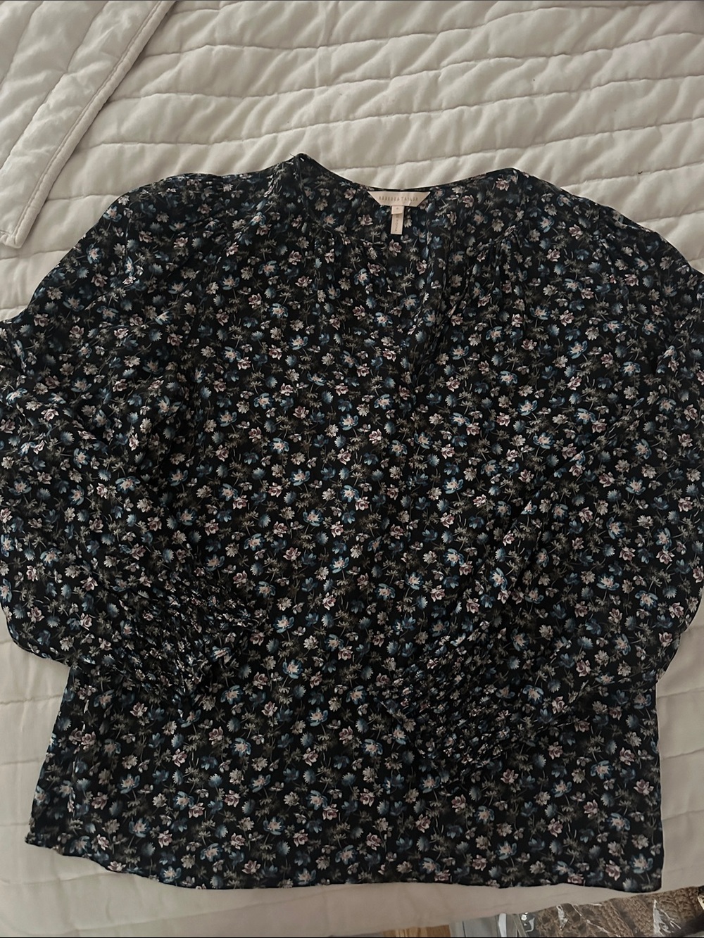 Rebecca Taylor Silk Navy Floral Blouse